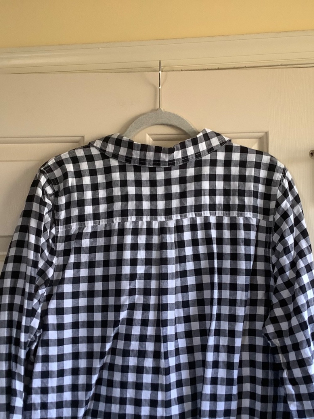 Rachel Hollis Gingham Linen Blend Woven Henley Shirt Black White SZ 14 - Picture 10 of 16